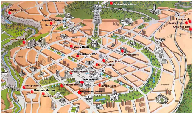 Yerevan centre map